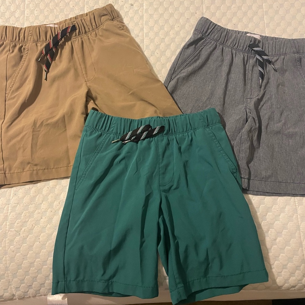 Old Navy Boys 3-Pack Shorts in Tan, Gray, and Teal